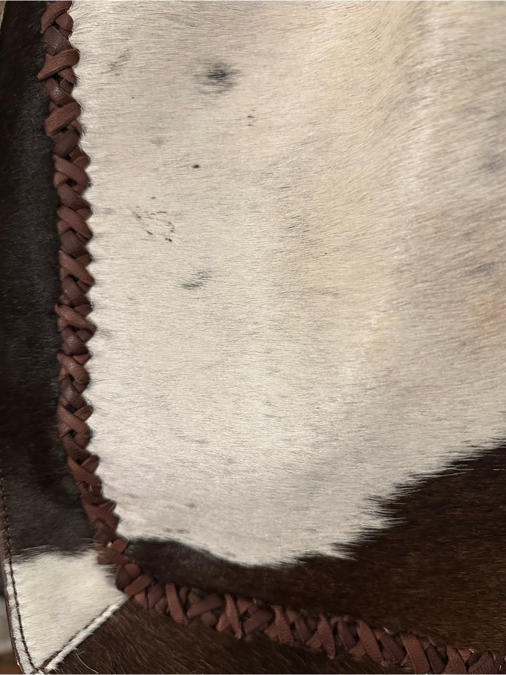 NWT American Darling Brown White Cowhide Drawstring Shoulder hobo Bag MSRP $198 - Picture 4 of 9